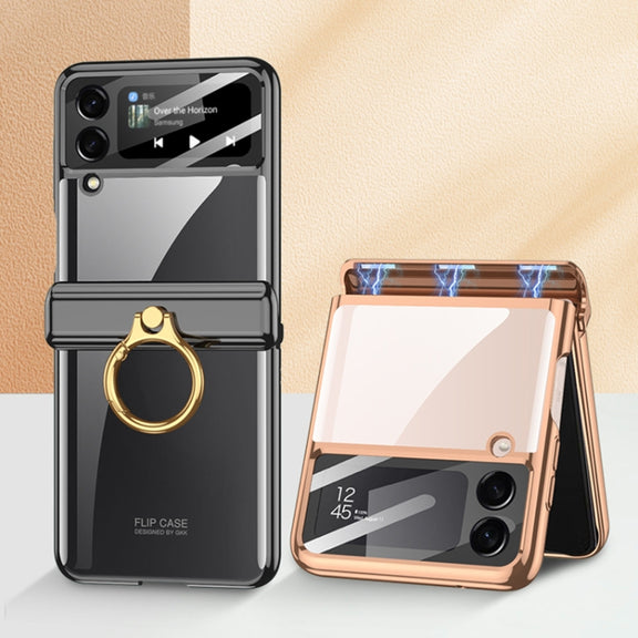 For Samsung Galaxy Z Flip4 GKK Magnetic Folding Phantom Rotary Phone Case with Ring Holder(Black)