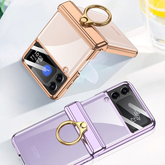 For Samsung Galaxy Z Flip4 GKK Magnetic Folding Phantom Rotary Phone Case with Ring Holder(Black)