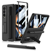 For Samsung Galaxy Z Fold4 GKK Ultra-thin Shockproof Leather Protective Case with Holder & Pen Slots(Cross Texture)