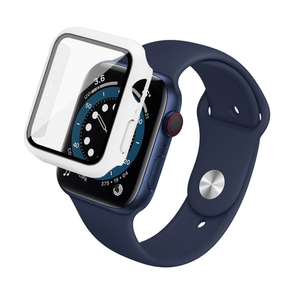 For Apple Watch SE 2023 40 mm / SE 2022 40mm imak PC Frame Case with Tempered Glass Film(White) - Watch Cases by imak