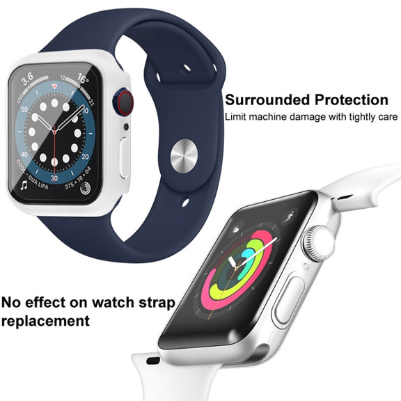 For Apple Watch SE 2023 40 mm / SE 2022 40mm imak PC Frame Case with Tempered Glass Film(White) - Watch Cases by imak