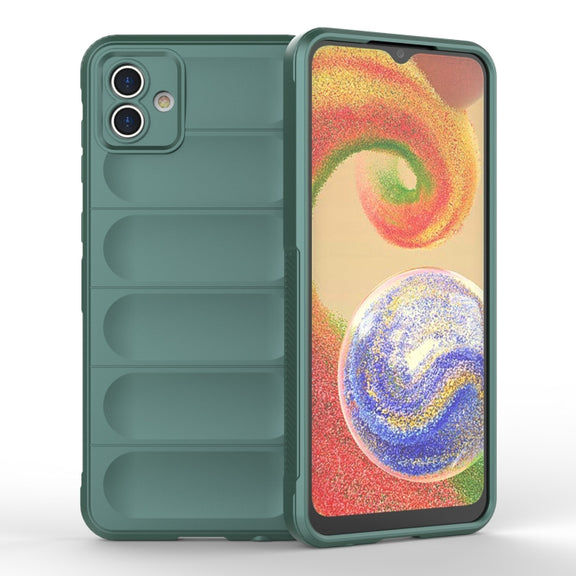 For Samsung Galaxy A04 4G Magic Shield TPU + Flannel Phone Case(Dark Green)