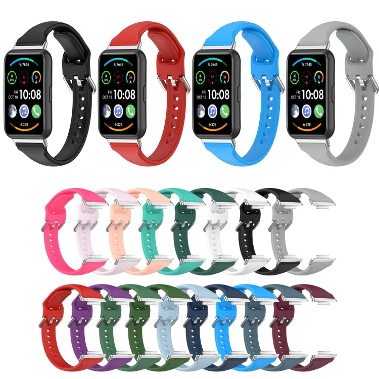 For Huawei Watch Fit 2 Small Waist Silicone Watch Band, Size:S(Black)