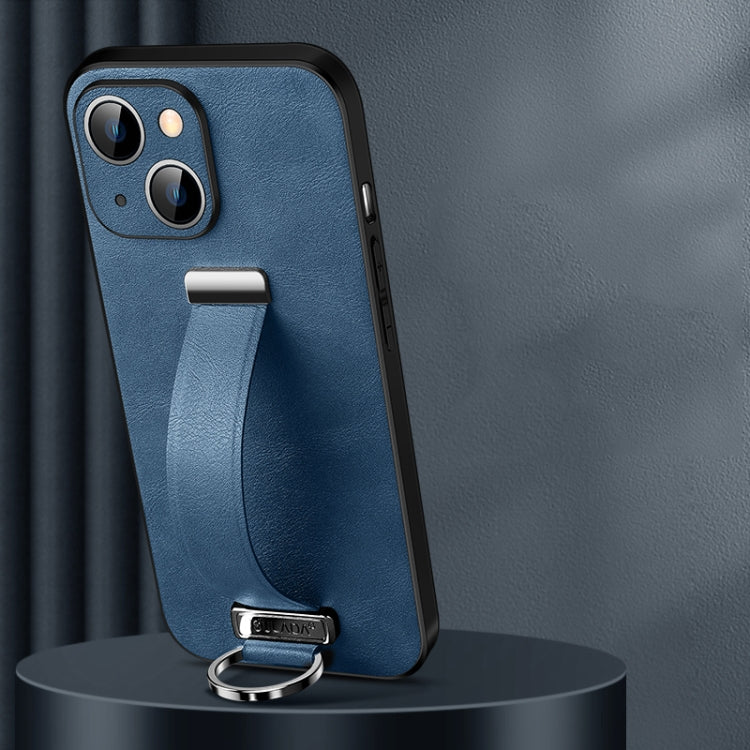For iPhone 14 Plus SULADA Cool Series PC + Leather Texture Skin Feel Phone Case(Blue)