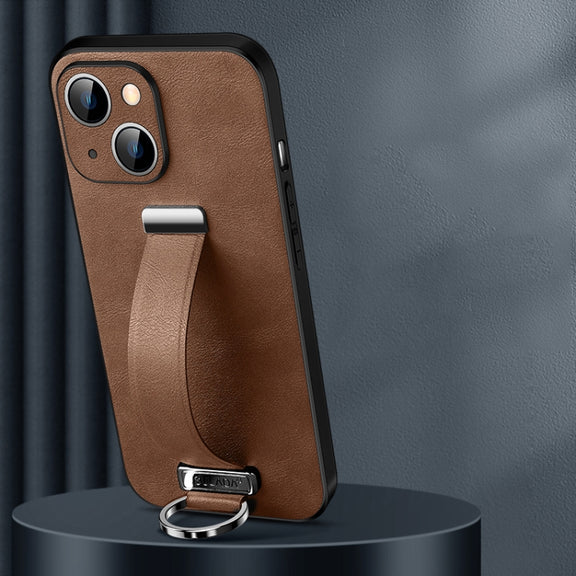 For iPhone 14 Plus SULADA Cool Series PC + Leather Texture Skin Feel Phone Case(Brown)