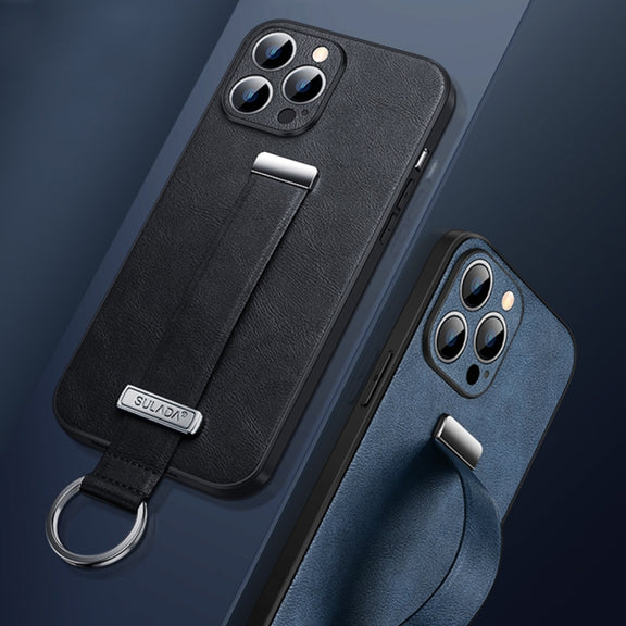For iPhone 14 Plus SULADA Cool Series PC + Leather Texture Skin Feel Phone Case(Blue)