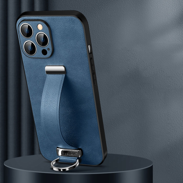 For iPhone 14 Pro SULADA Cool Series PC + Leather Texture Skin Feel Phone Case(Blue)