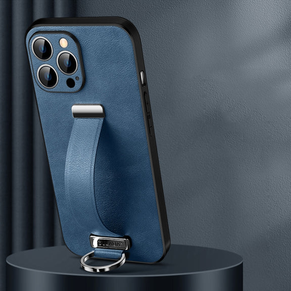 For iPhone 14 Pro SULADA Cool Series PC + Leather Texture Skin Feel Phone Case(Blue)