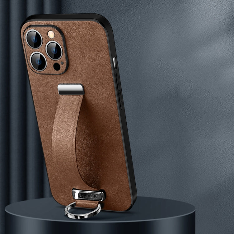 For iPhone 14 Pro SULADA Cool Series PC + Leather Texture Skin Feel Phone Case(Brown)