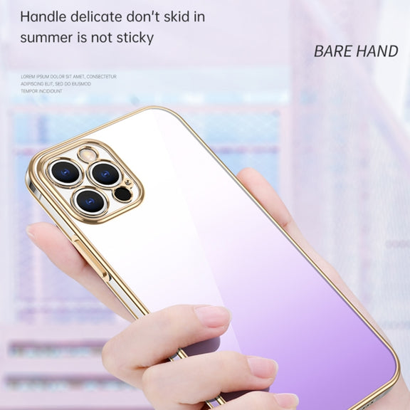 For iPhone 14 SULADA Iridescence Series Plating Transparent Gradient Phone Case(Pink)