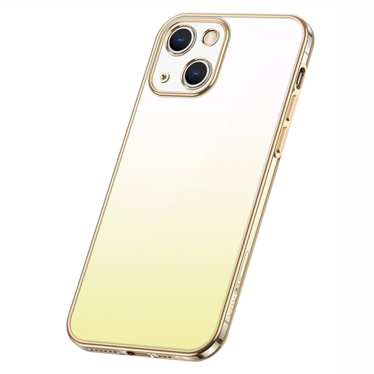 For iPhone 14 Plus SULADA Iridescence Series Plating Transparent Gradient Phone Case(Gold)