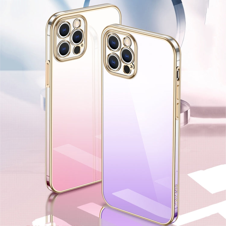 For iPhone 14 Plus SULADA Iridescence Series Plating Transparent Gradient Phone Case(Blue)
