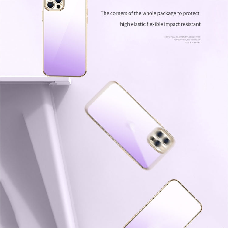 For iPhone 14 Plus SULADA Iridescence Series Plating Transparent Gradient Phone Case(Blue)