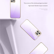 For iPhone 14 Plus SULADA Iridescence Series Plating Transparent Gradient Phone Case(Blue)
