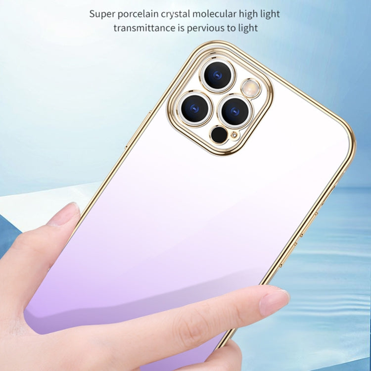 For iPhone 14 Plus SULADA Iridescence Series Plating Transparent Gradient Phone Case(Blue)