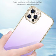For iPhone 14 Plus SULADA Iridescence Series Plating Transparent Gradient Phone Case(Blue)