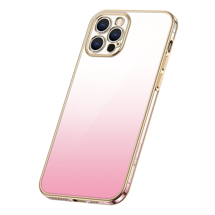 For iPhone 14 Pro SULADA Iridescence Series Plating Transparent Gradient Phone Case(Pink)