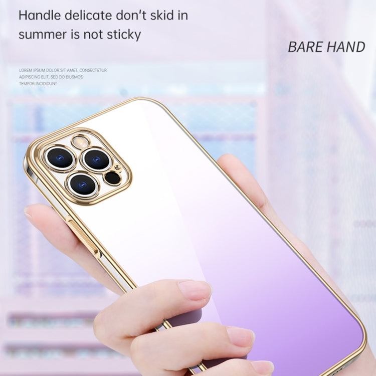 For iPhone 14 Pro Max SULADA Iridescence Series Plating Transparent Gradient Phone Case(Blue)