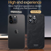 For iPhone 14 SULADA Shockproof TPU + Handmade Leather Phone Case(Black)