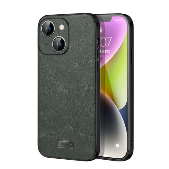 For iPhone 14 Plus SULADA Shockproof TPU + Handmade Leather Phone Case(Green)