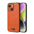 For iPhone 14 Plus SULADA Shockproof TPU + Handmade Leather Phone Case(Orange) - iPhone 14 Plus Cases by SULADA | Online Shopping South Africa | PMC TechLife