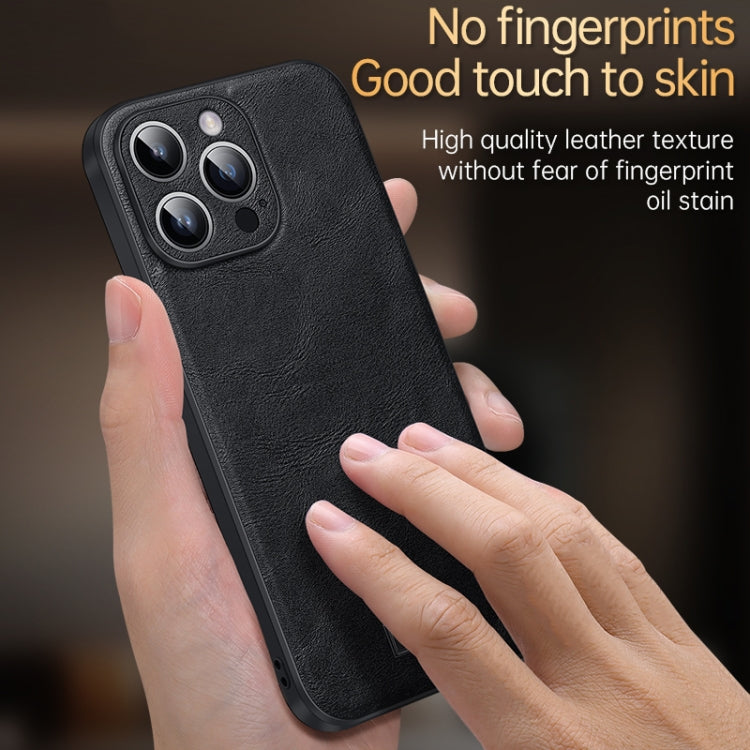For iPhone 14 Plus SULADA Shockproof TPU + Handmade Leather Phone Case(Black)