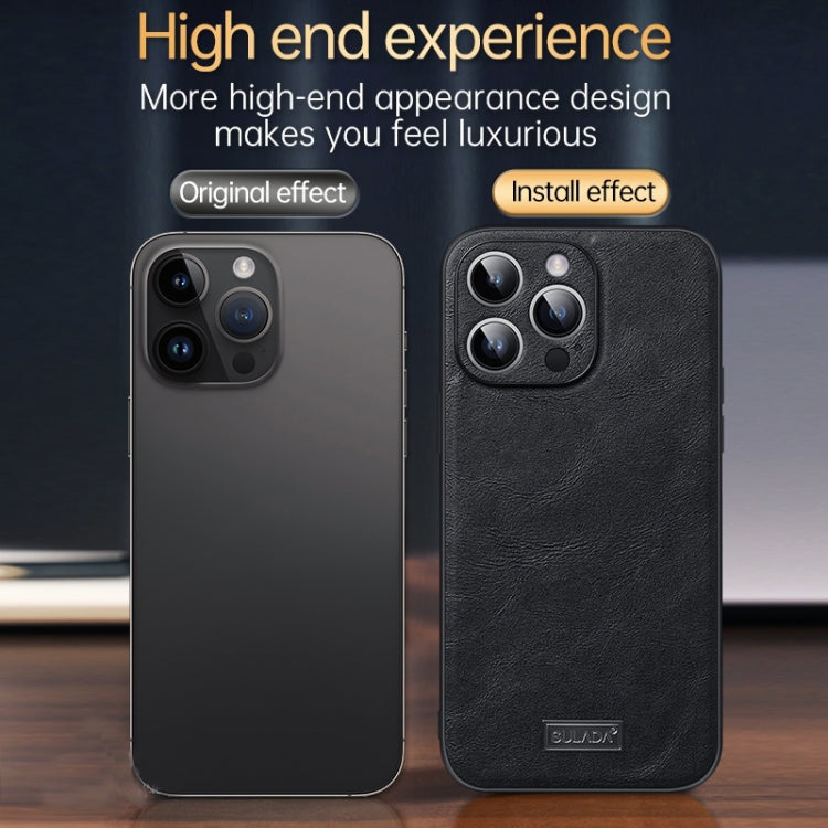 For iPhone 14 Plus SULADA Shockproof TPU + Handmade Leather Phone Case(Black)