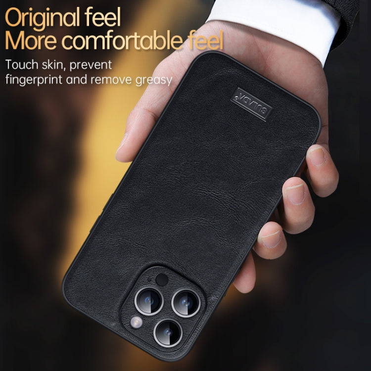For iPhone 14 Plus SULADA Shockproof TPU + Handmade Leather Phone Case(Black)