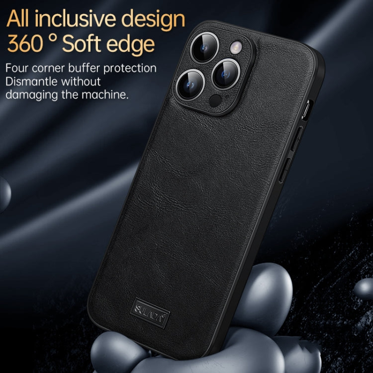 For iPhone 14 Plus SULADA Shockproof TPU + Handmade Leather Phone Case(Black)