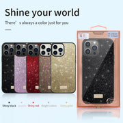 For iPhone 14 Pro Max SULADA PC+TPU Leather Glitter Phone Case(Black)
