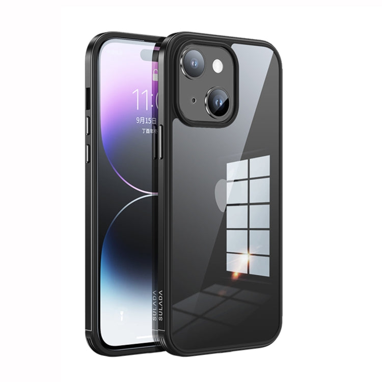 For iPhone 14 Plus SULADA Metal Frame + Nano Glass + TPU Phone Case(Black)
