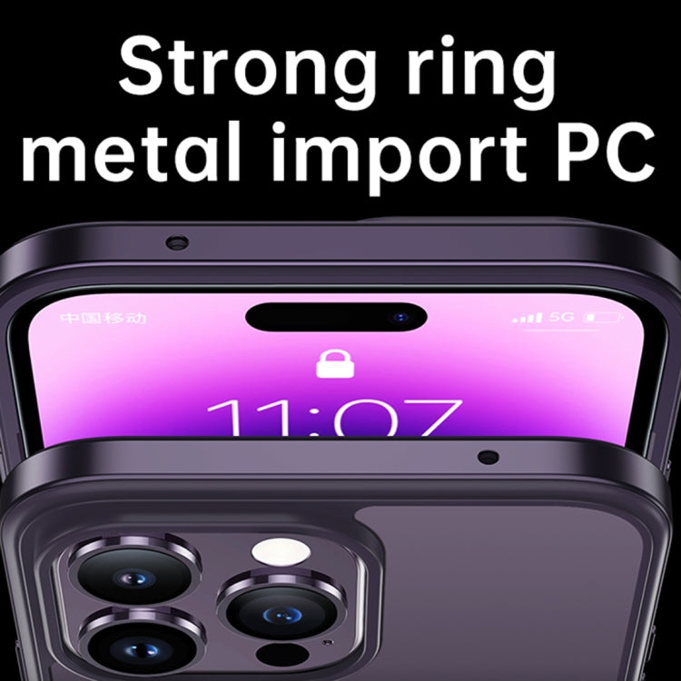 For iPhone 14 Plus SULADA Metal Frame + Nano Glass + TPU Phone Case(Dark Purple)