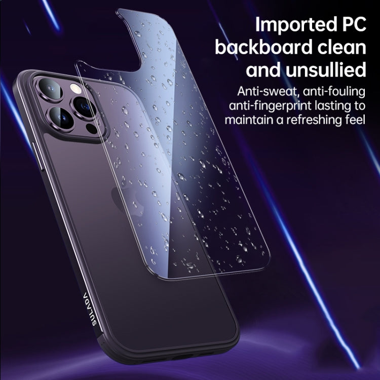 For iPhone 14 Plus SULADA Metal Frame + Nano Glass + TPU Phone Case(Dark Purple)