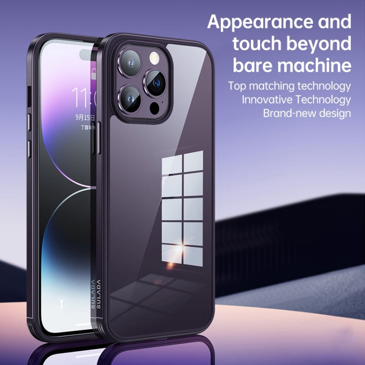 For iPhone 14 Pro SULADA Metal Frame + Nano Glass + TPU Phone Case(Pink)