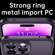 For iPhone 14 Pro Max SULADA Metal Frame + Nano Glass + TPU Phone Case(Dark Purple)
