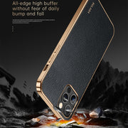 For iPhone 14 SULADA Shockproof TPU + Handmade Leather Phone Case(Borwn)