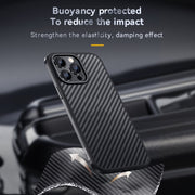 For iPhone 14 Pro SULADA Carbon Fiber Textured Shockproof Metal + TPU Frame Case(Dark Purple)