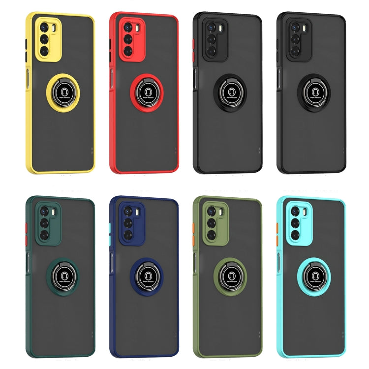 For ZTE Blade V40 Vita Q Shadow 1 Series TPU + PC Phone Case with Ring(Black+Red)