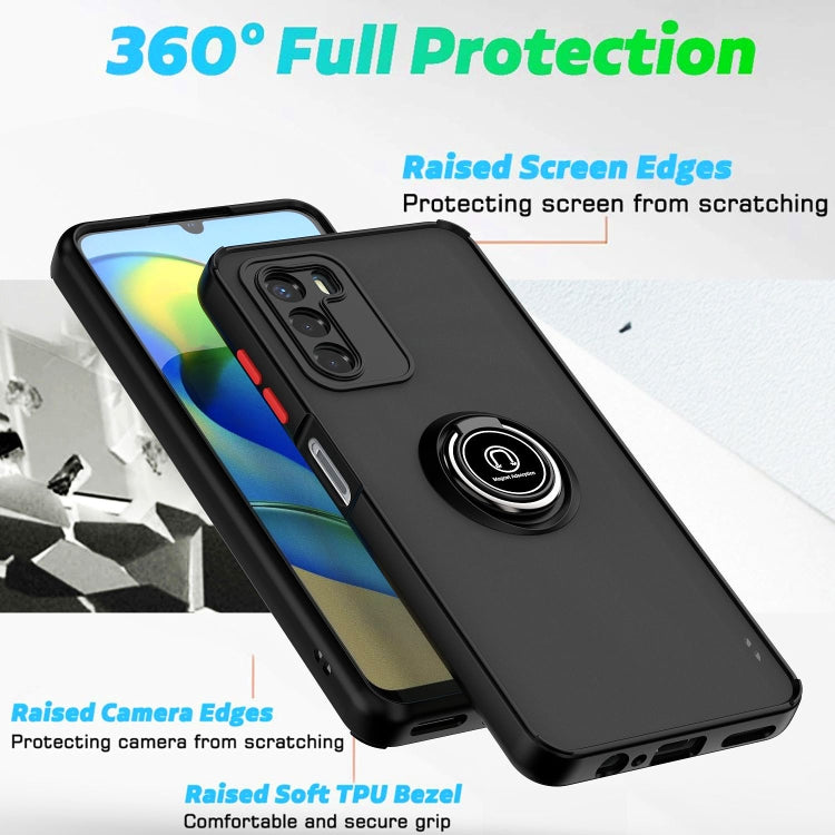 For ZTE Blade V40 Vita Q Shadow 1 Series TPU + PC Phone Case with Ring(Black+Red)
