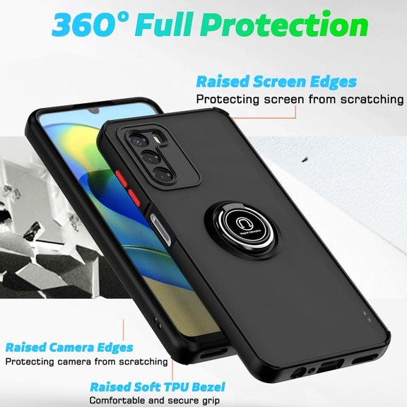 For ZTE Blade V40 Vita Q Shadow 1 Series TPU + PC Phone Case with Ring(Black+Red)