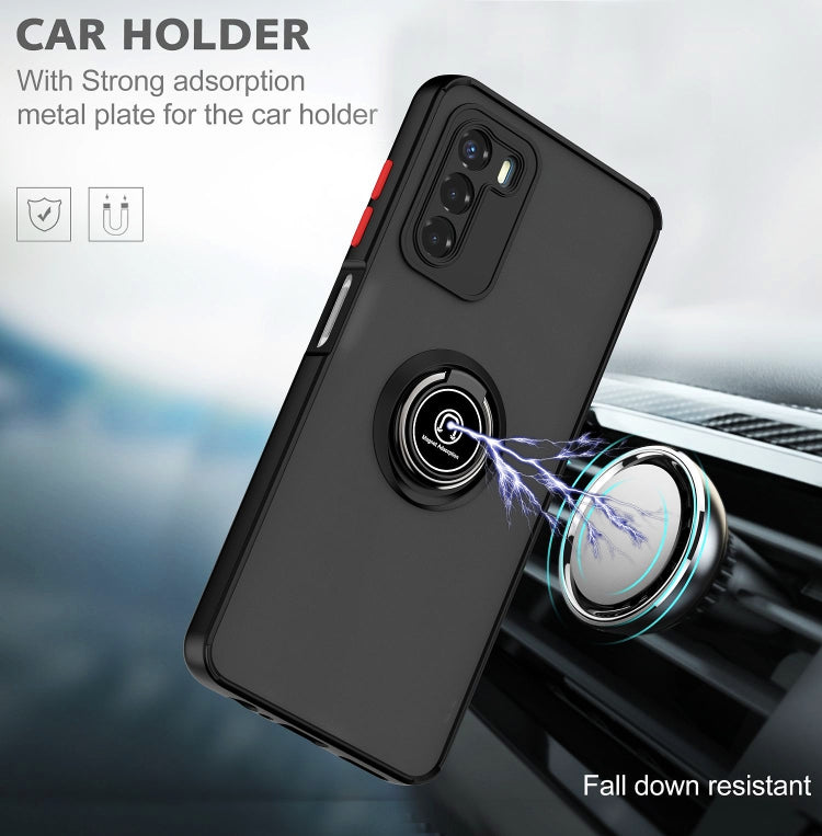 For ZTE Blade V40 Vita Q Shadow 1 Series TPU + PC Phone Case with Ring(Black+Red)