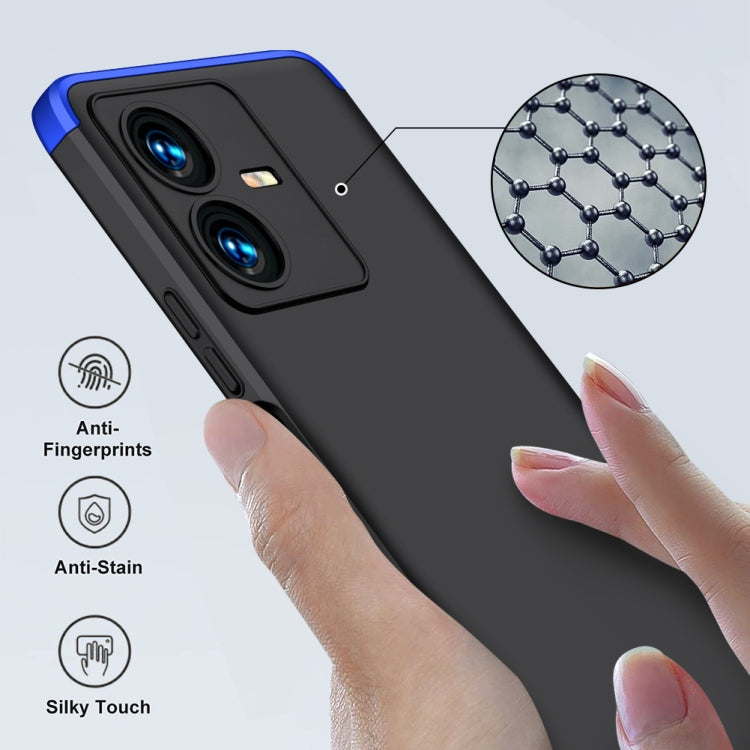 For vivo Y22 / Y22s GKK Three Stage Splicing Full Coverage PC Phone Case(Black Blue)