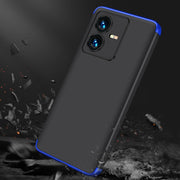 For vivo Y22 / Y22s GKK Three Stage Splicing Full Coverage PC Phone Case(Black Blue)