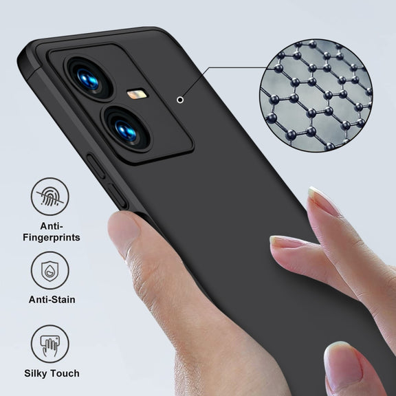 For vivo Y22 / Y22s GKK Three Stage Splicing Full Coverage PC Phone Case(Black)