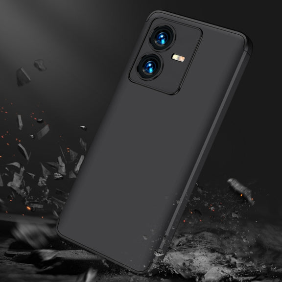 For vivo Y22 / Y22s GKK Three Stage Splicing Full Coverage PC Phone Case(Black)
