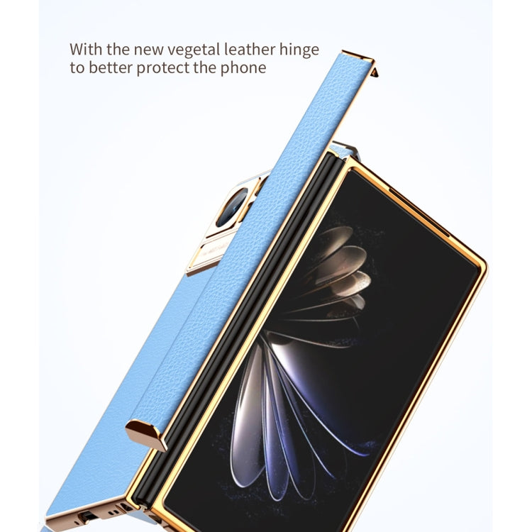 For Xiaomi Mix Fold 2 Electroplated Frame Plain Leather Phone Case(Black)