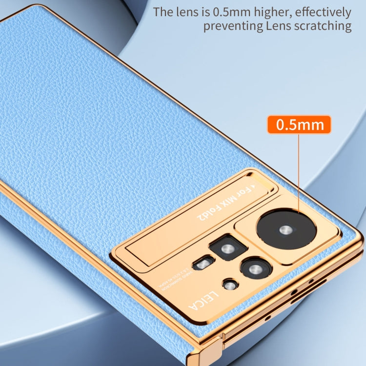 For Xiaomi Mix Fold 2 Electroplated Frame Plain Leather Phone Case(Red)