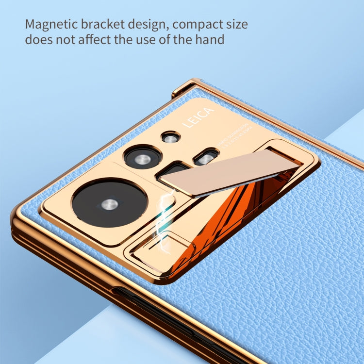 For Xiaomi Mix Fold 2 Electroplated Frame Plain Leather Phone Case(Black)