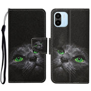 For Xiaomi Redmi A1 Colored Drawing Pattern Leather Phone Case(Black Cat)