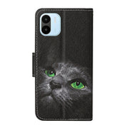 For Xiaomi Redmi A1 Colored Drawing Pattern Leather Phone Case(Black Cat)